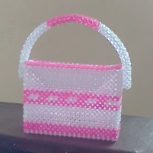 Beautiful Decor Hand Woven African Women Clutch - White & Pink
