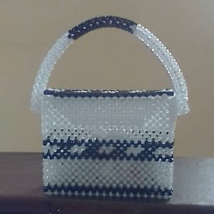 Hand Woven African Women Clutch - Blue & White
