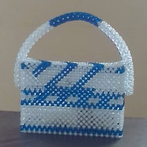 Trending Embroidered Hand Woven African Women Clutch - White & Blue